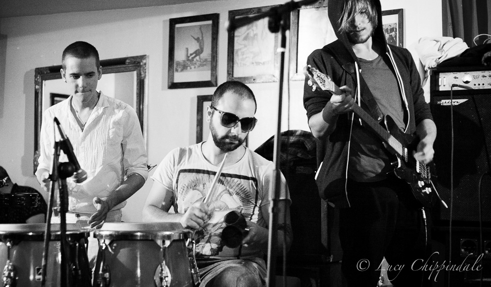 black and white band gig live Animanz London Funk jazz soul afrobeat guitar drums bass Piano