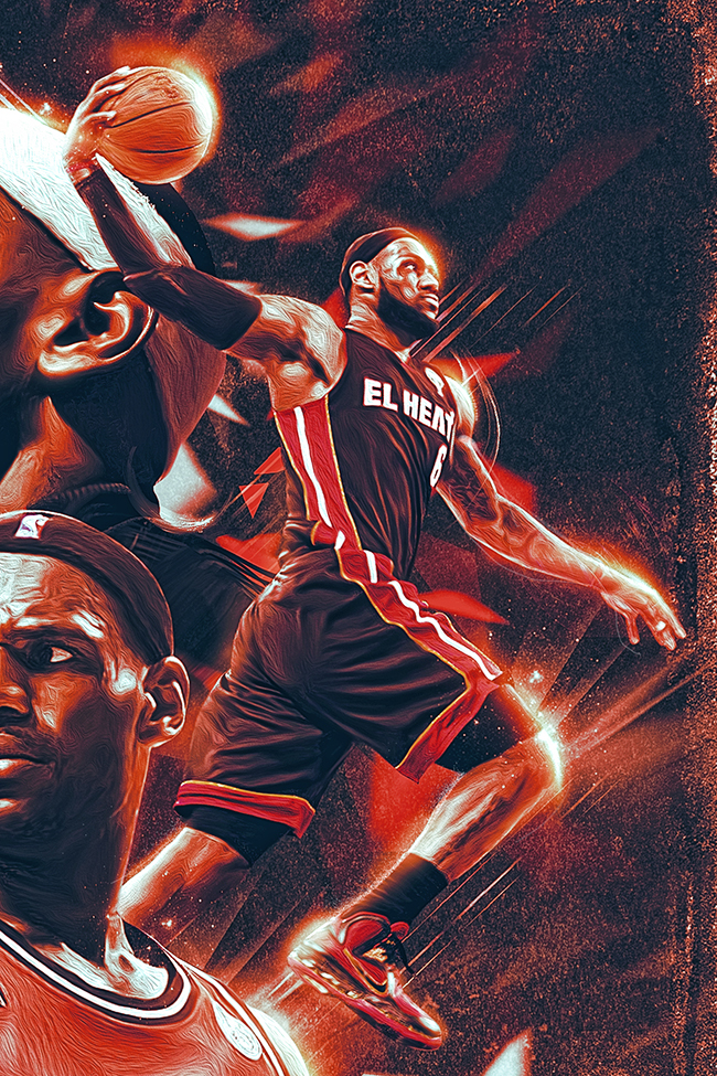 sport NBA LeBron James Miami Heat basketball poster