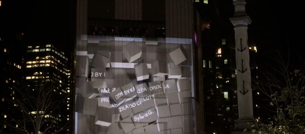 projection mapping nuformer New York Parker write big