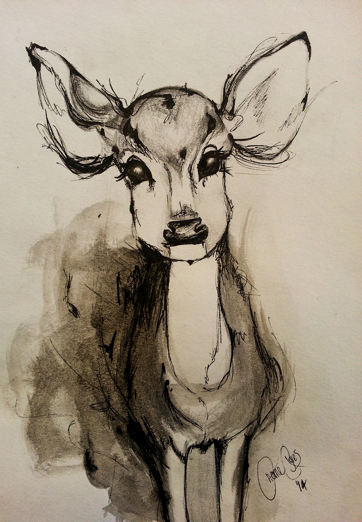 deer Doe-eyed pencil and pen