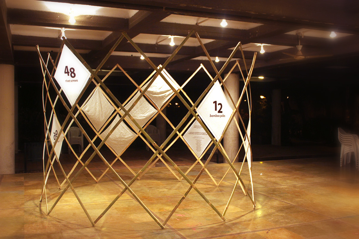 Display bamboo Collapsible structure Travelling Exhibition flexible