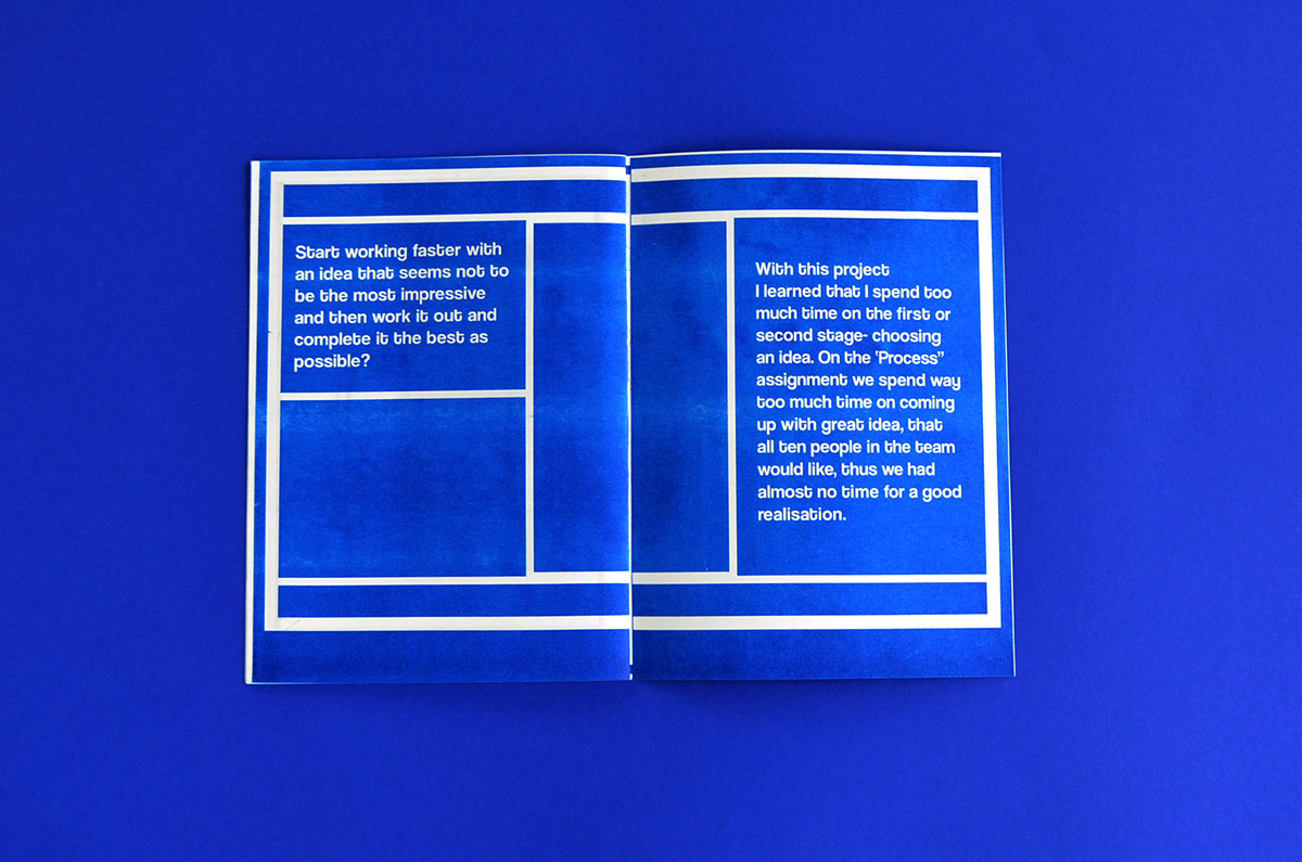 graphic design  print Riso Booklet book OneColor blue sport grid