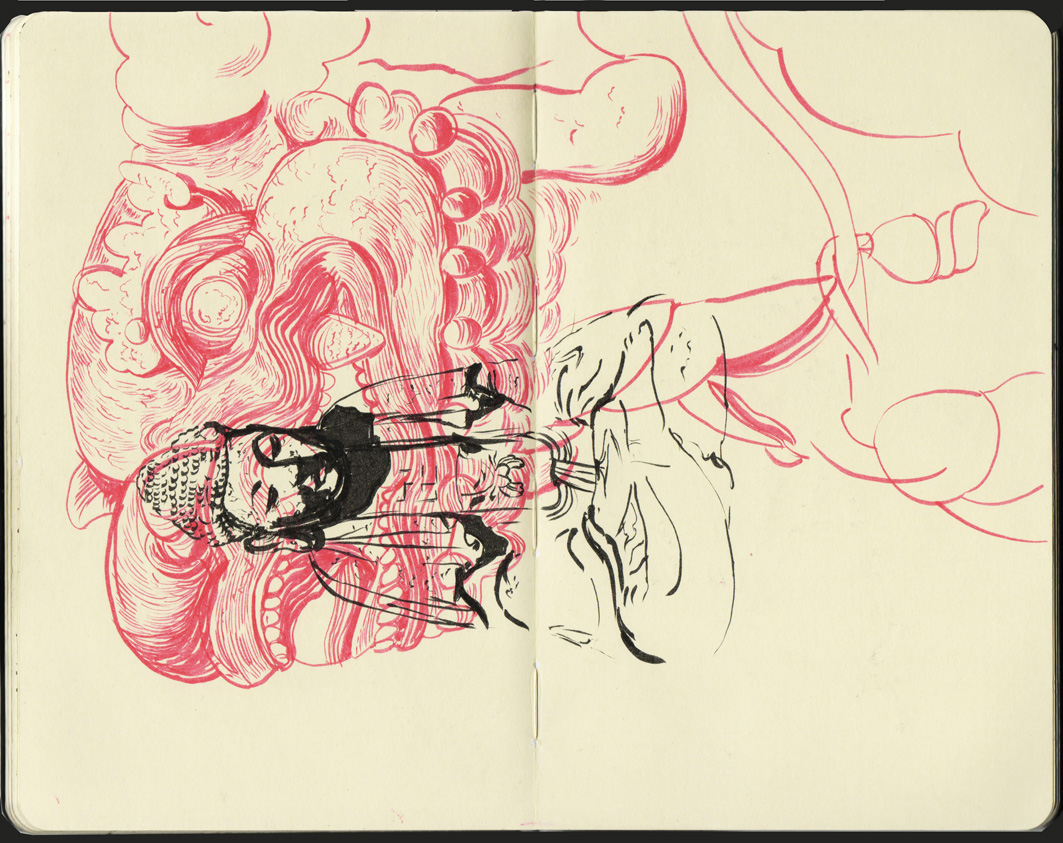 moleskine sketchbook black red Pentel pentelbrush On the road sketches ink Laos vietnam Thailand Cambodia