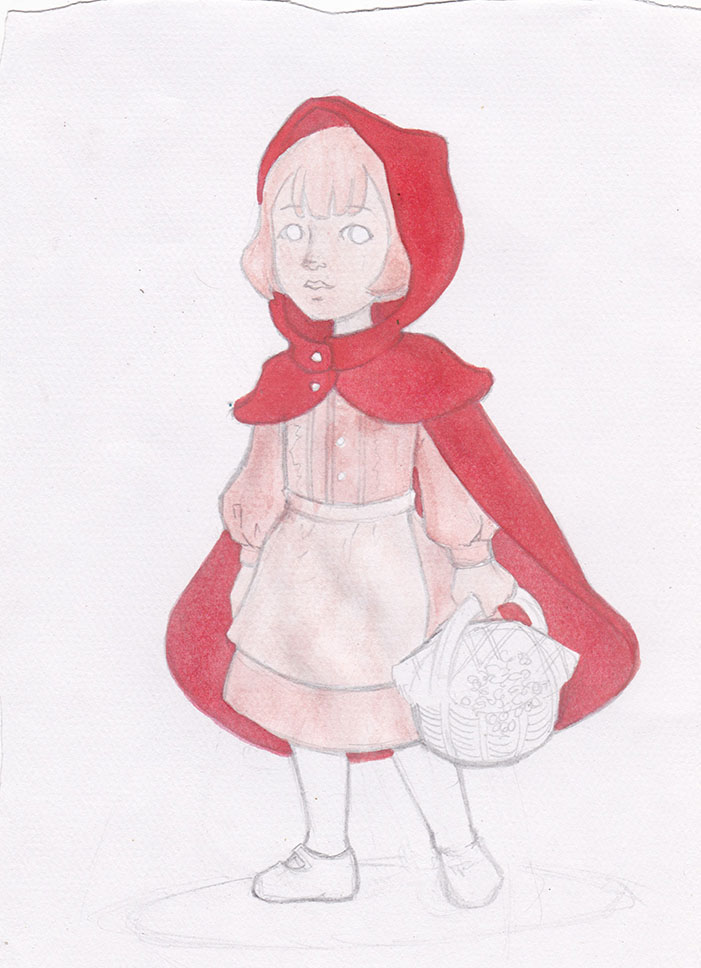 little red riding hood fantasy fairytale watercolor painting   ILLUSTRATION 