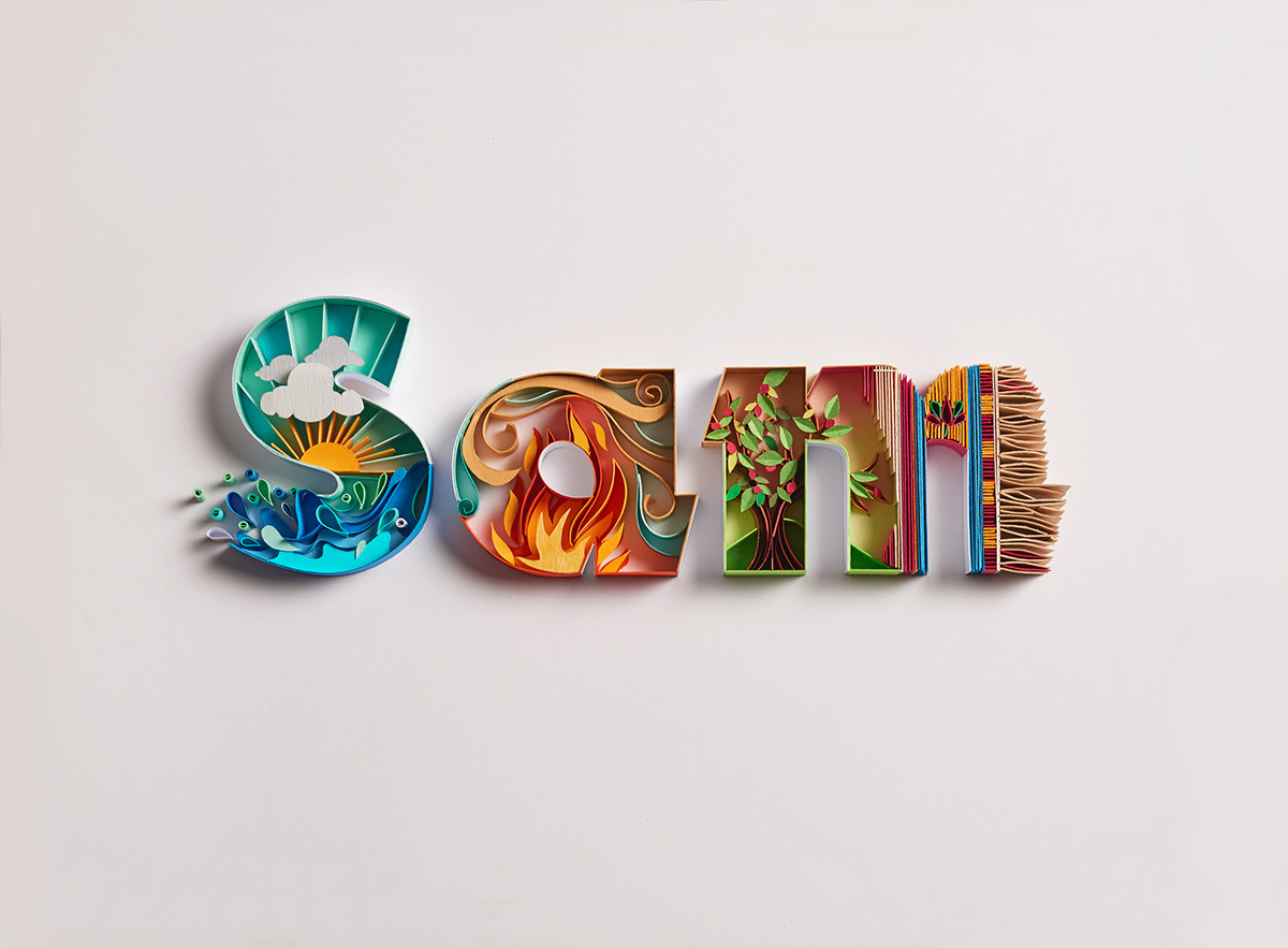 SabeenaKarnik paperart papertypography 3dart