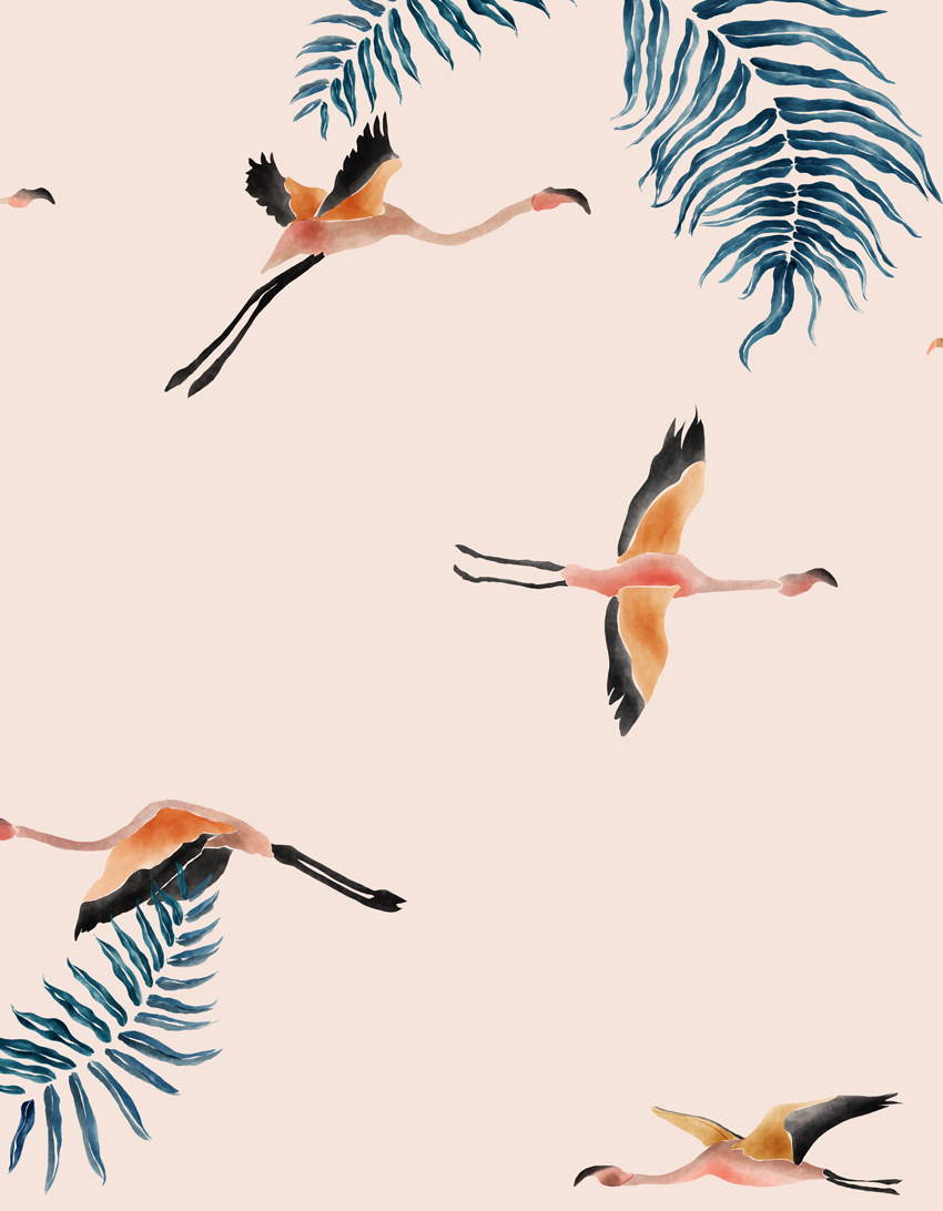 flamingo textile pattern tessile pink rosa blue bird birds america Digital textile design surface surface design wallpaper