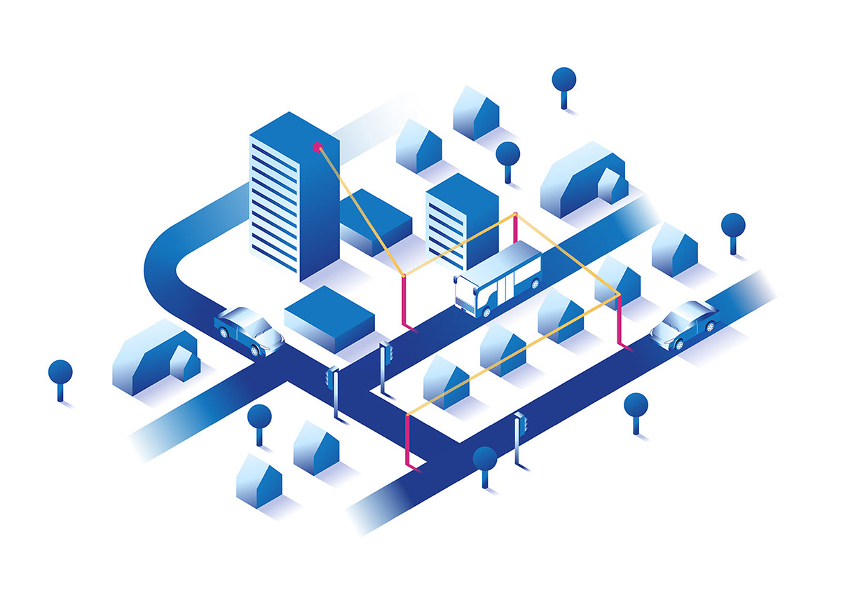 Isometric ISO bright colourful colorful movement explainer Technology wireless wifi connection