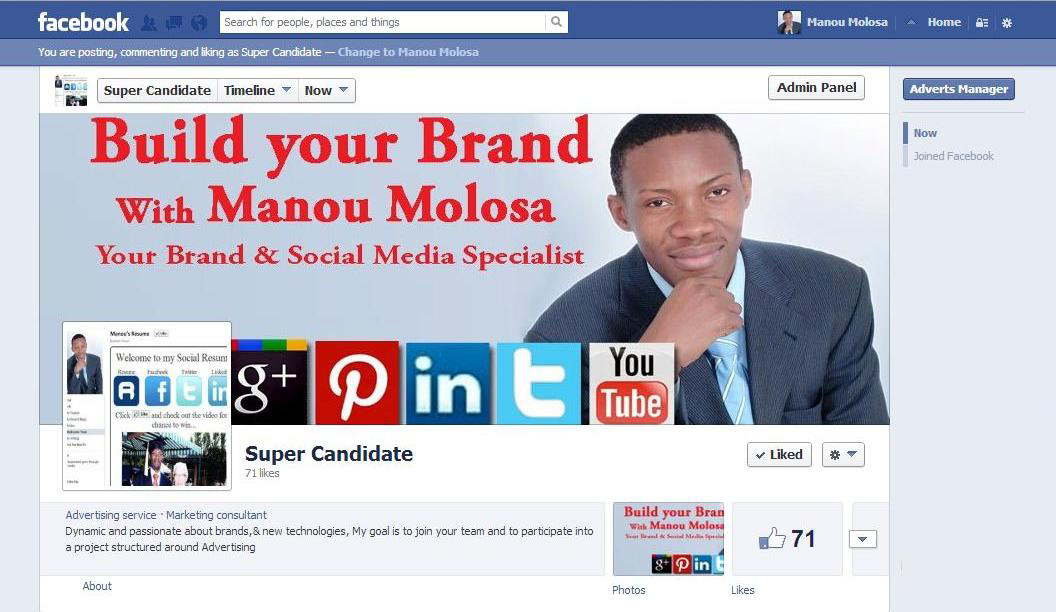 Super Candidate Facebook Cover Page Manou Molosa Manou