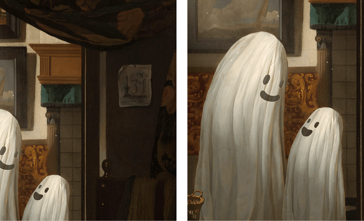 art Classical collage ghost Halloween Oil Painting photomanipulation