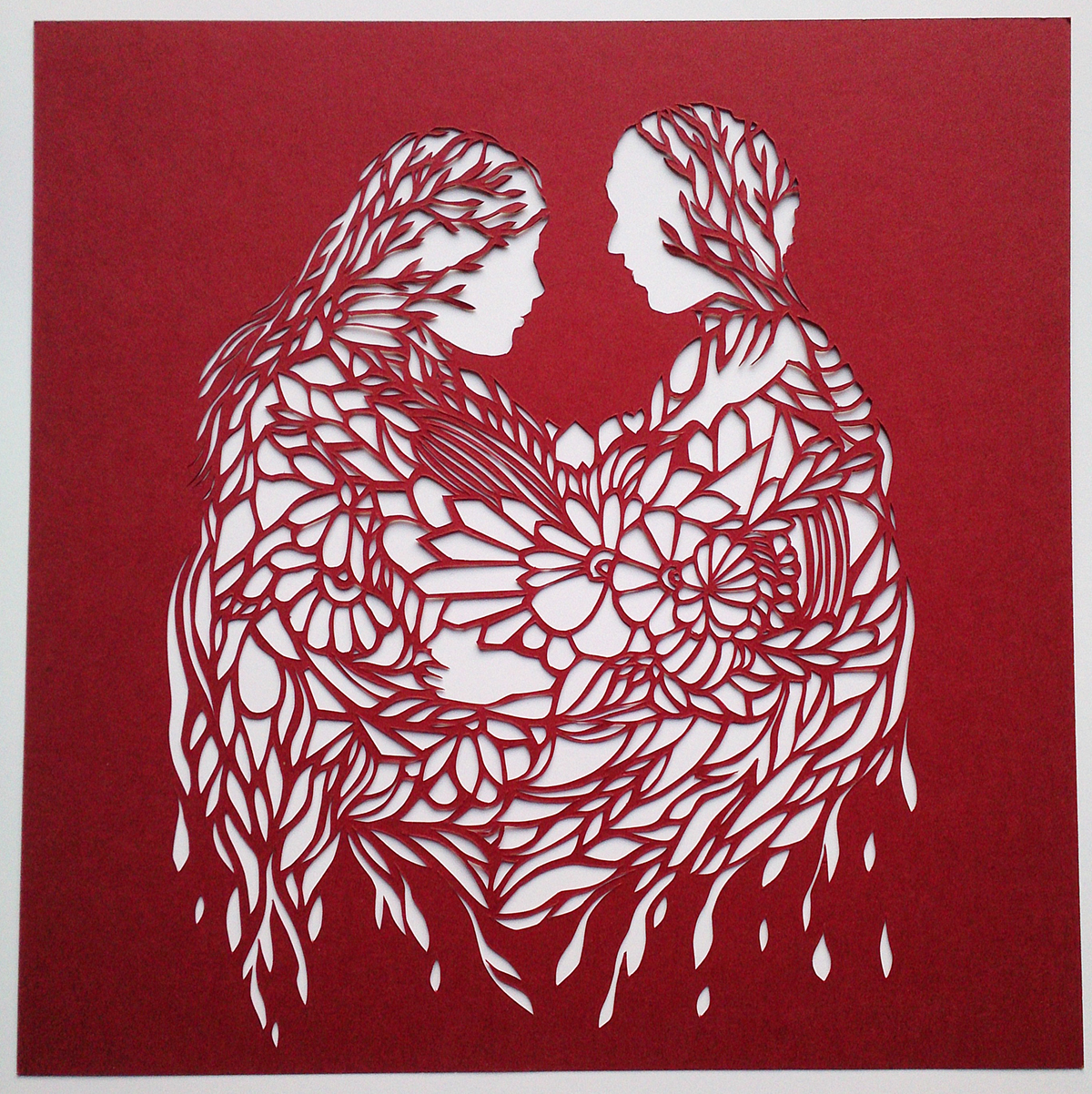papercut papercraft paper art oozing Love red paper
