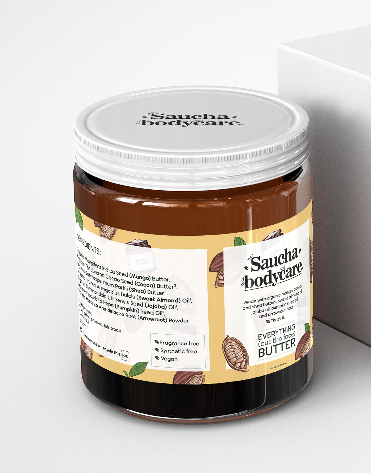 BODYCARE branding  cocoa bean cosmetics ILLUSTRATION  Label logo organic packaging design skincare