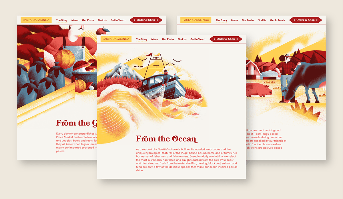graphic design  illustrated interactive Italy Pasta restaurant UI ux Web Design  RESTYLING