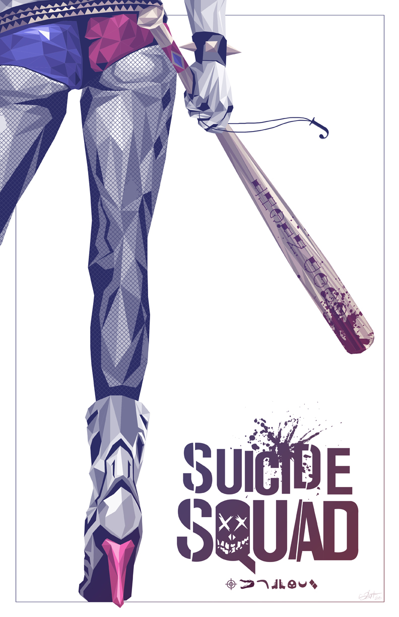 vector Illustrator adobe Dc Comics harley quinn margot robbie suicide squad movie batman Low Poly