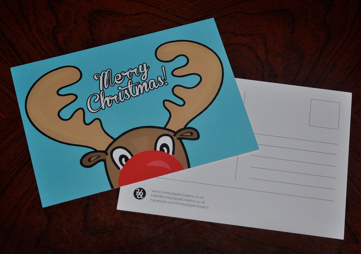 christmas cards xmas cards postcards rudolf illustration Santa's Little Helper Christmas Pudding reindeer