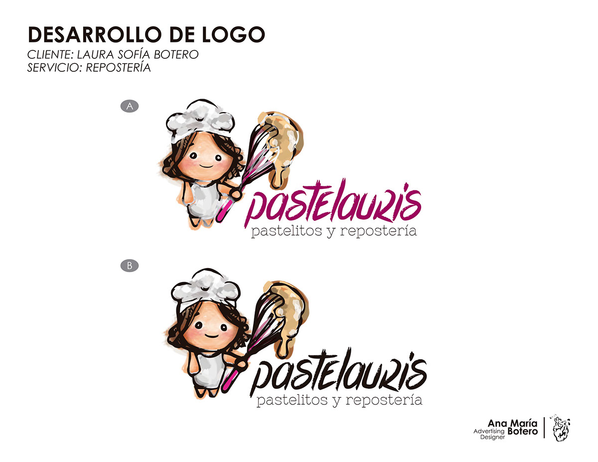 pastelauris bakery logo cupcakes lovely made