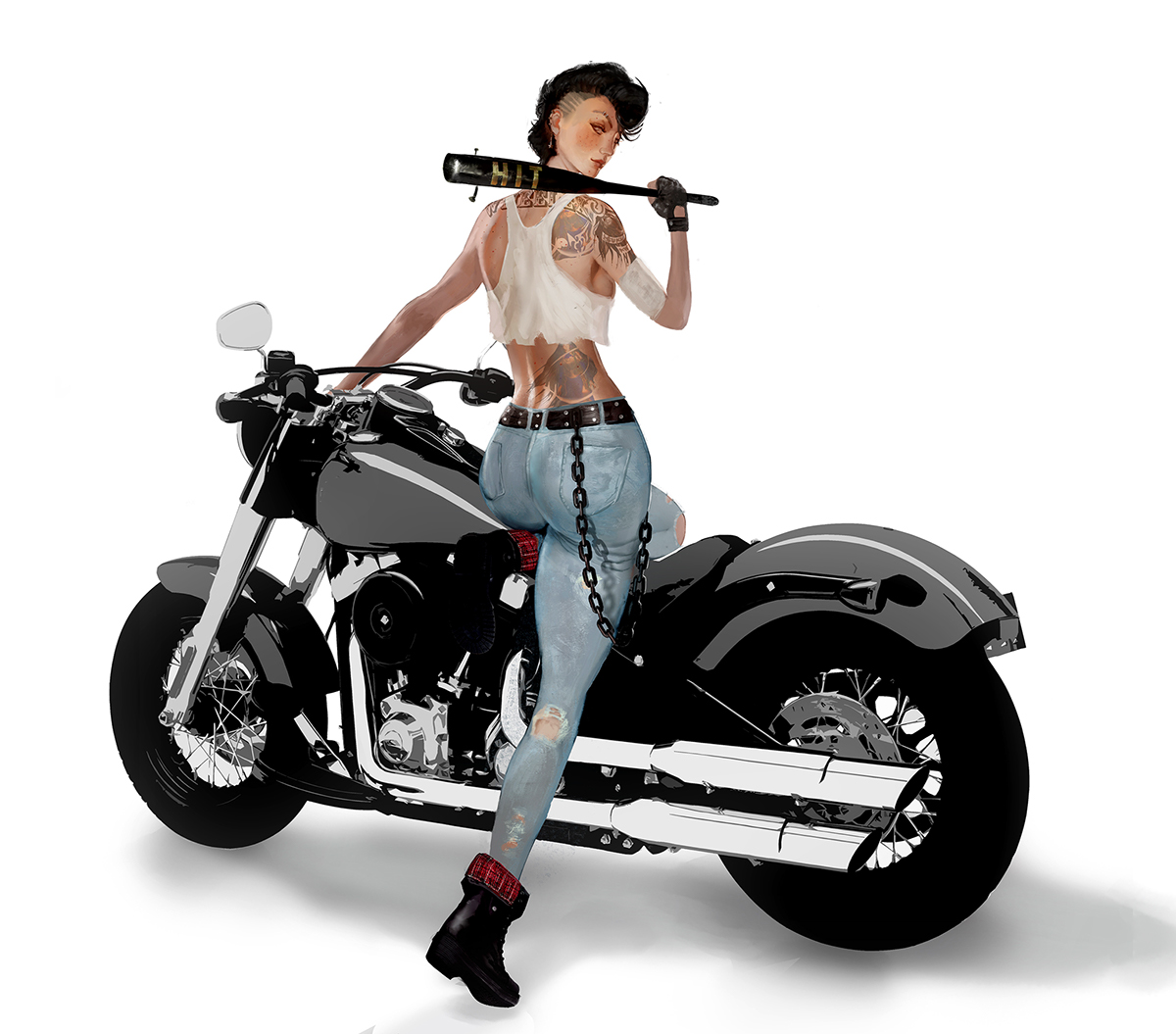 conceptart skin concept smite mayan godess biker chick bikerbabe badass awheelx a-wheel-x