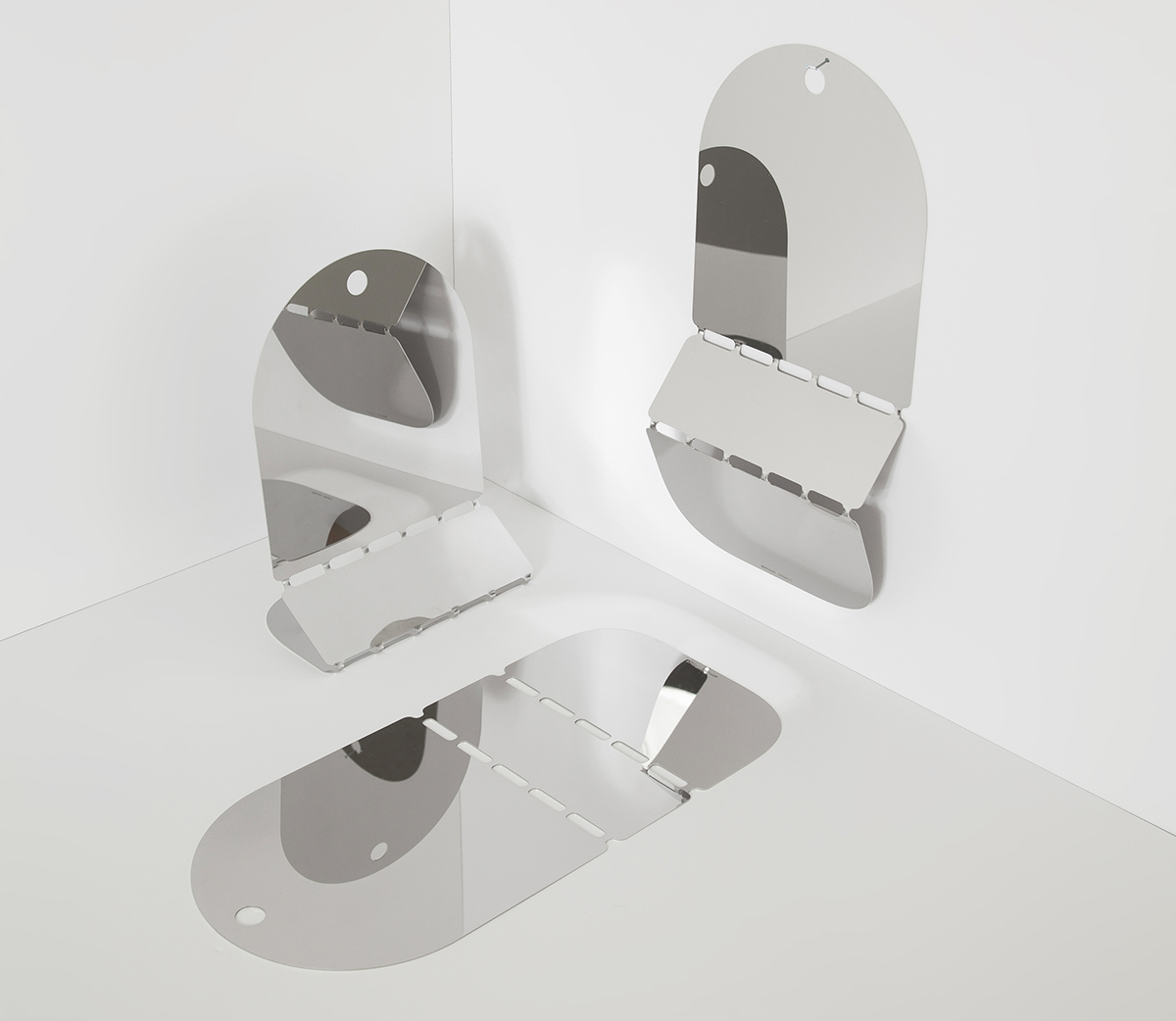 design furniture mirror houseware bend Stainless steel minimal Bookend Shelf