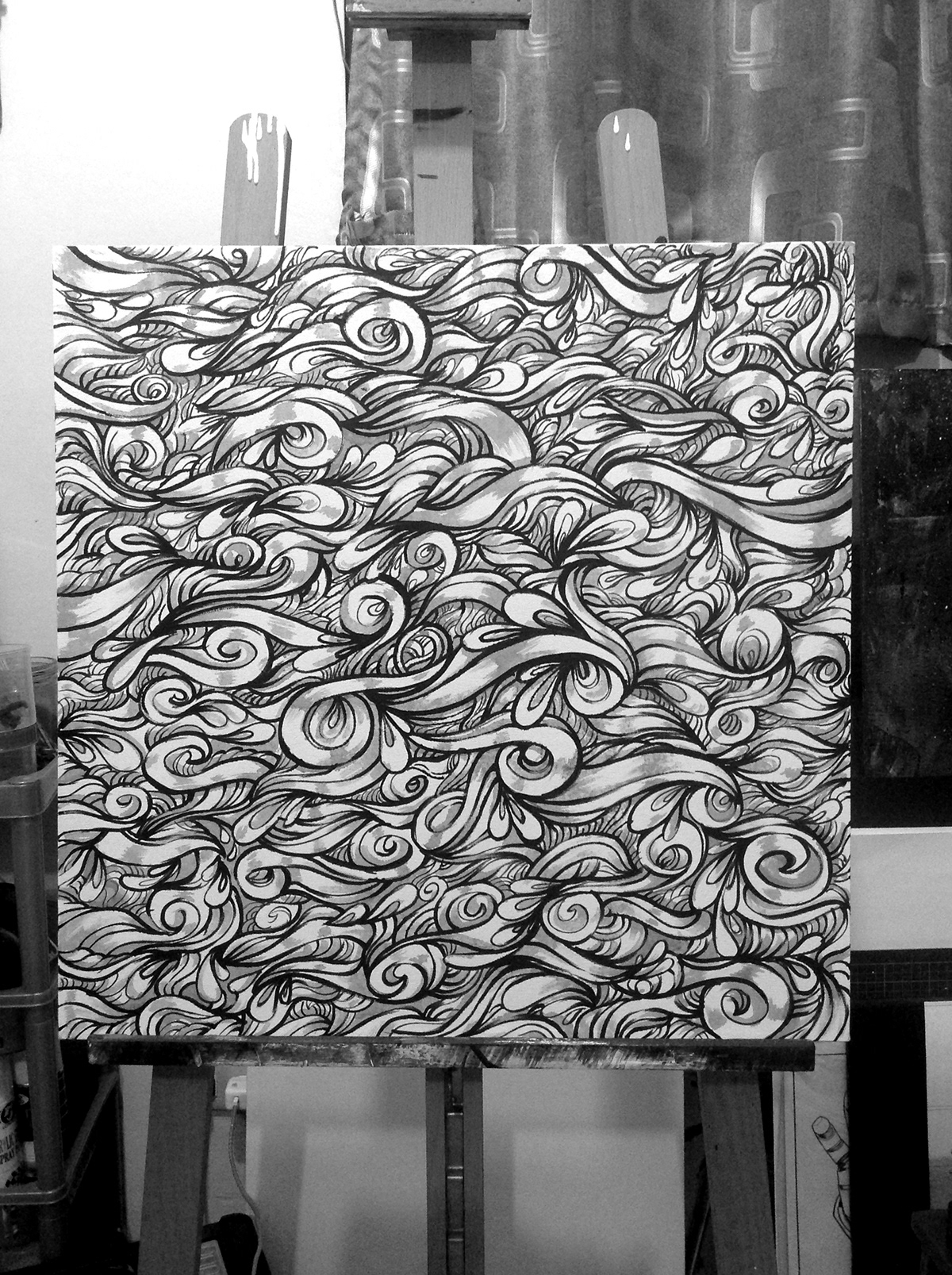 abstract waves swirl paint ink line black White brush paintbrush art design Layout
