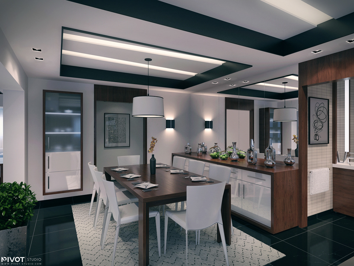 Interior modern apartment living reception 3D Render 3ds max vray visualization