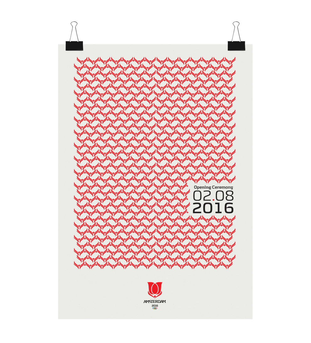 amsterdam amsterdam 2016 Olympic Games logo Logotype tulip ID poster pattern red ceremony vassia kalozoumi White black game