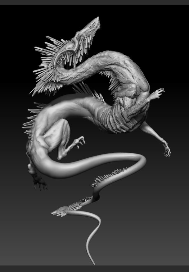 wip Zbrush creature Maya sculpting  CG dragon chinese