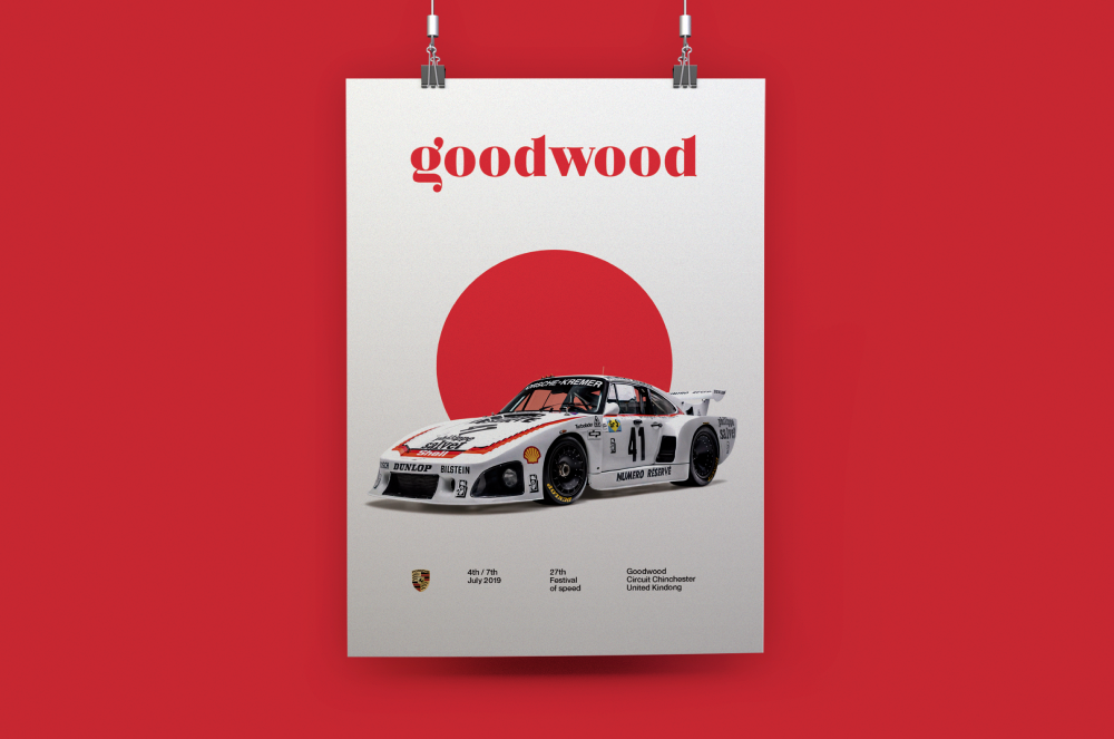 poster shelby cobra FERRARI Porsche Kremer goodwood