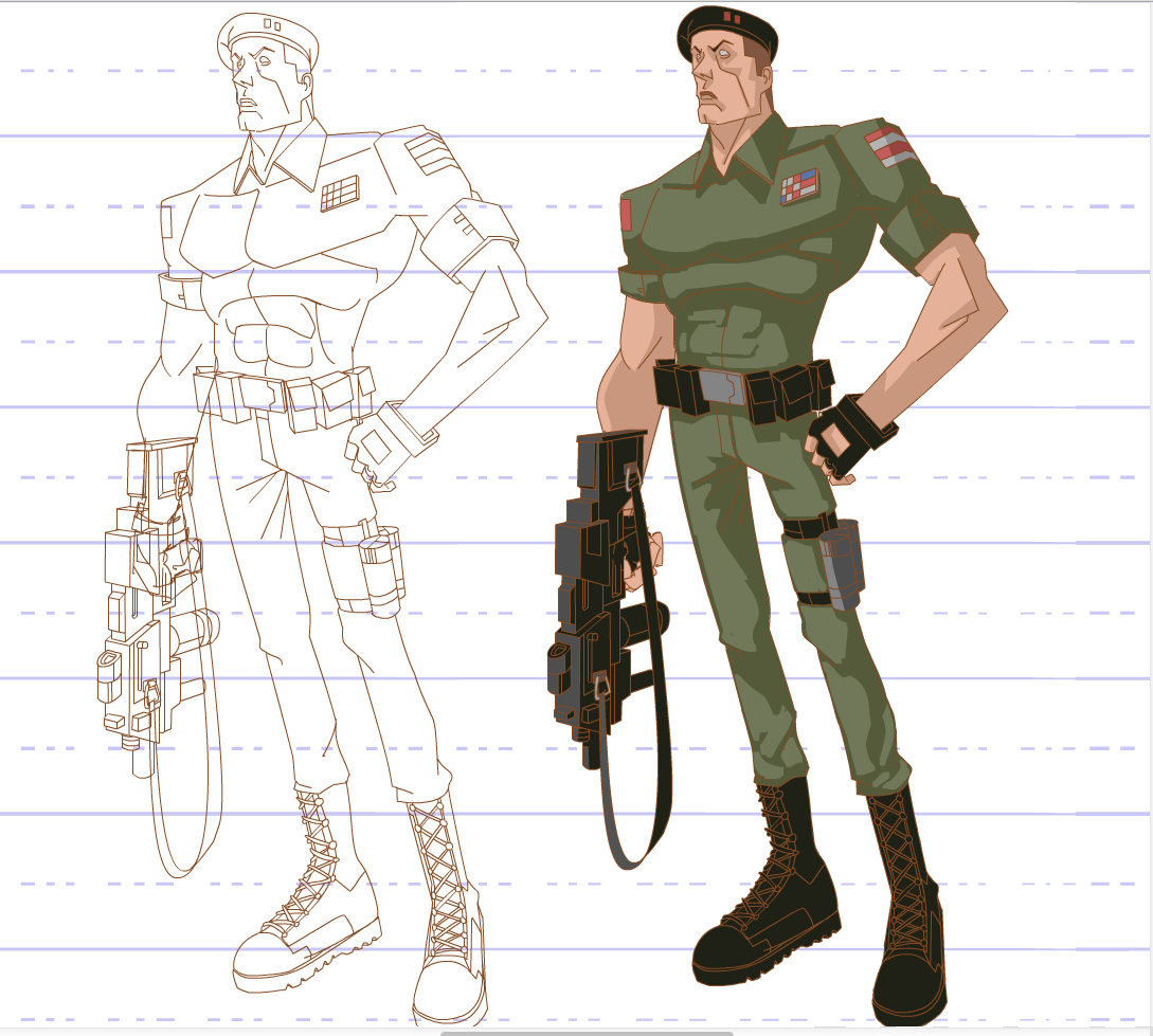 commando Streetfighter soldier Flash concept art Character