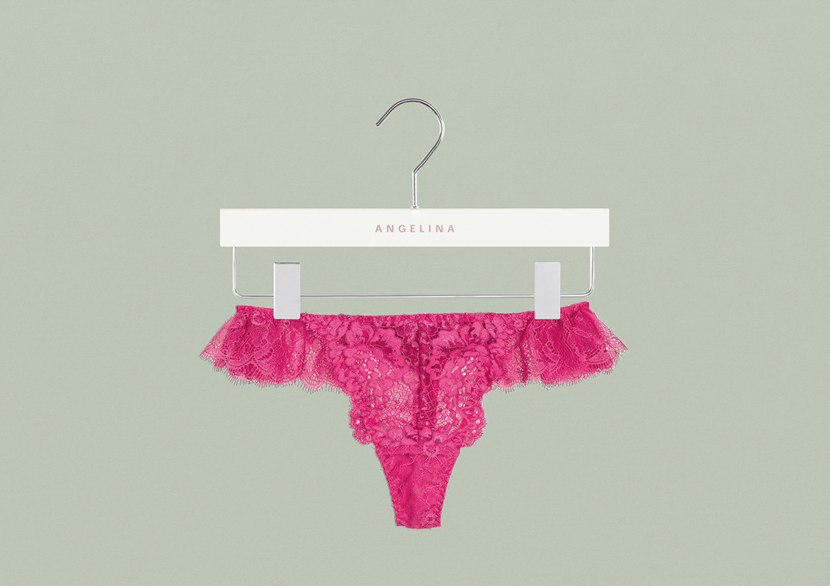 store lingerie underwear pink hanger corporate identity Logotype logo stationary slip bras shop women woman