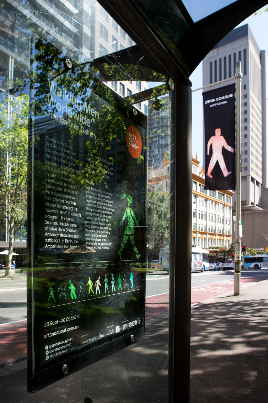 public art Pedestrian icons signs new york city nyc Collaborative walk walking men worldwide sydney