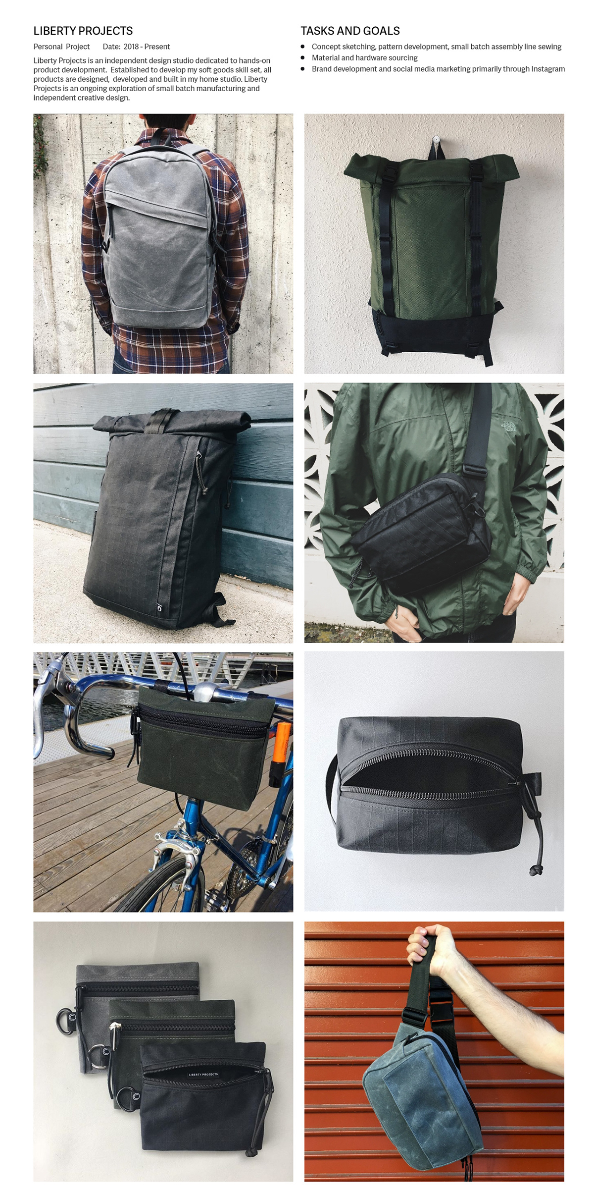 soft goods backpack bag sewing pattern making industrial design  product development branding 