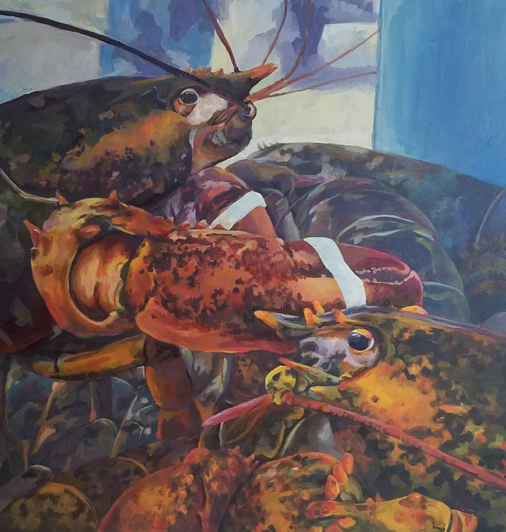 animal aquatic life lobster metaphor paint portrait Realism