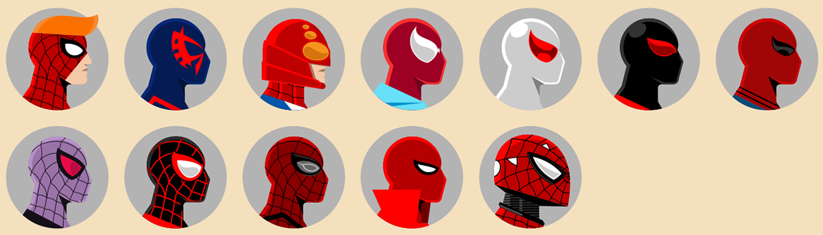 spiderman spidey comics geek geekart minimalist geometric abstraction profiles pop culture vector