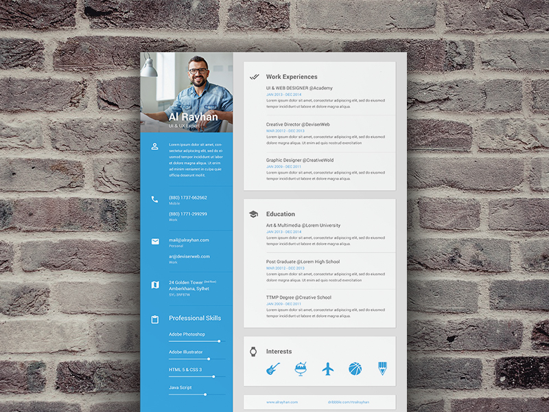 clean CV Resume psd downlload person Corpoate cover letter pro professional