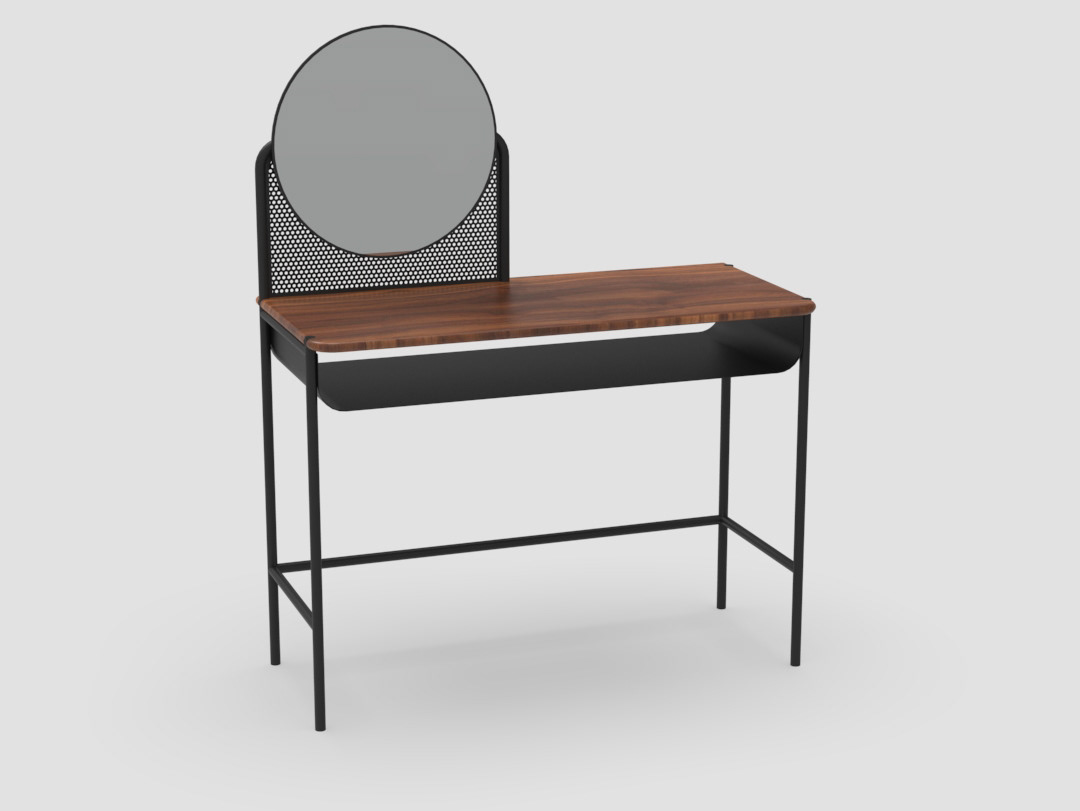 desk furniture steel vanity walnut wood