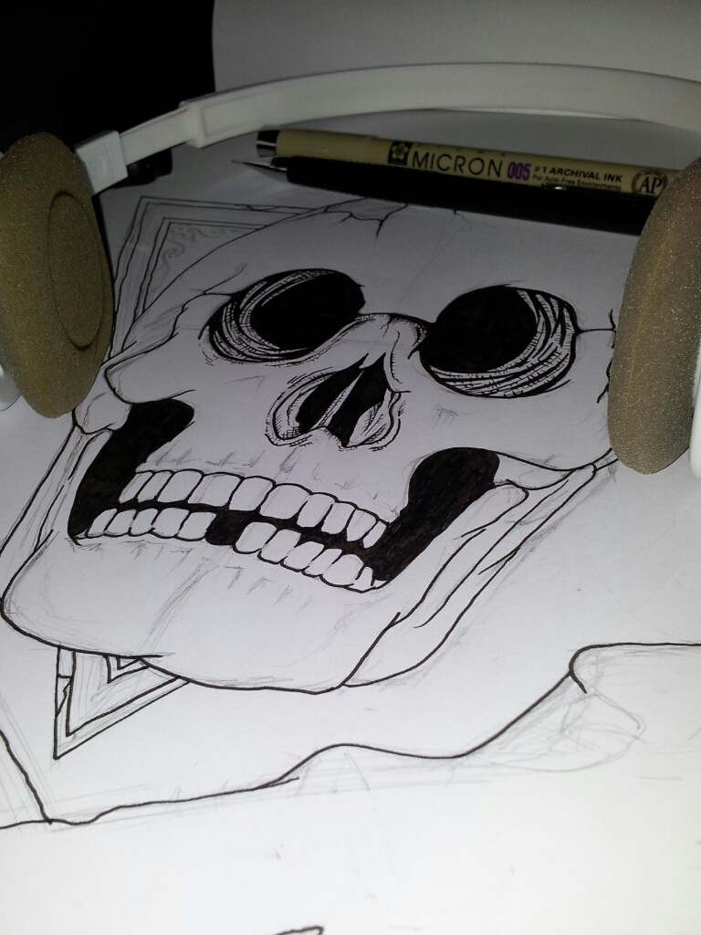 Drawing  skull pen ink ILLUSTRATION  black
