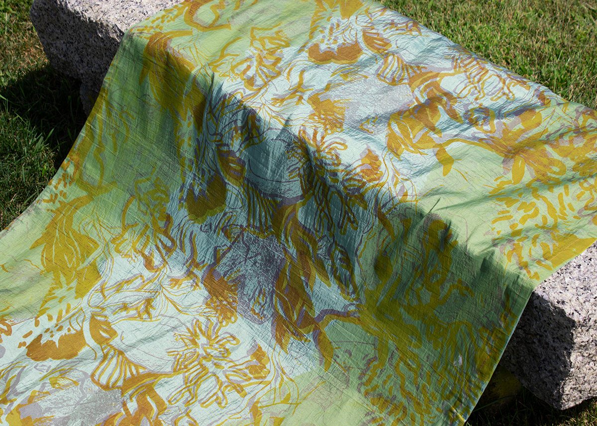 silkscreen yardage Textiles Surface Pattern print design  pattern repeat printmaking fabric silkscreen