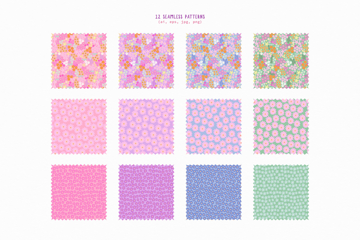 pattern patterndesign textile design  textile fabric ILLUSTRATION  floral floral pattern ditsy wallpaper