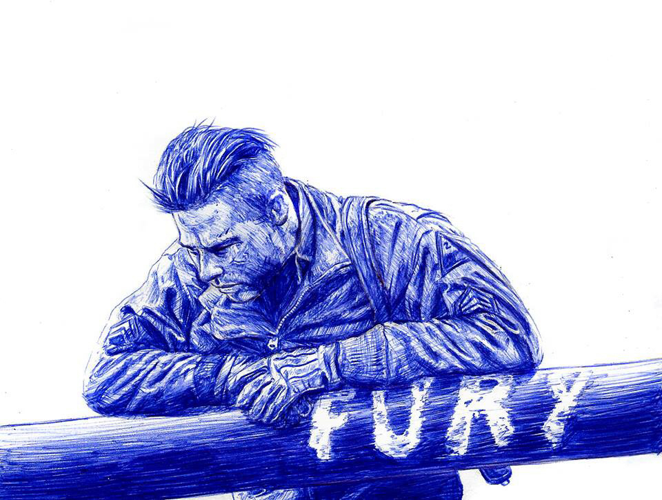 fury Brad Pitt Shia LaBeouf Fan Art fight club sketch