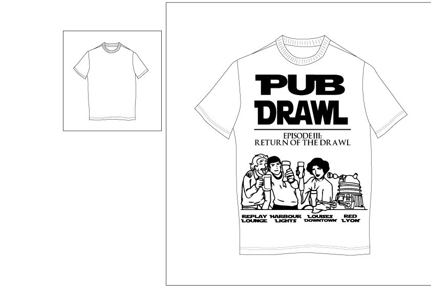 star wars pub draw pub crawl crawl drawl spock Leia einstein Dalek shirt t-shirt sci-fi fantasy