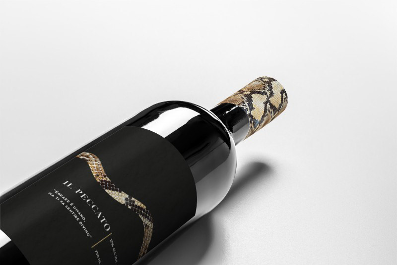 wine Winepackaging artwork black sin bottle Confezionamento Packaging type font