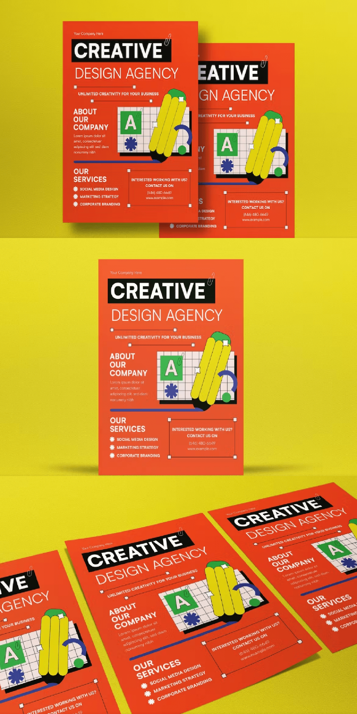 orange flat creative agency business corporate company Event flyer Flyer Design
