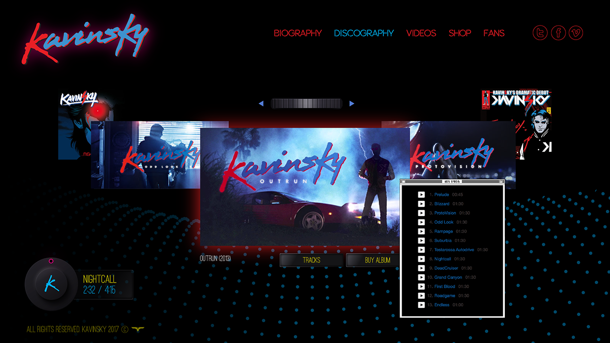 Techo Kavinsky euro Retro Web ux graphic neon pop