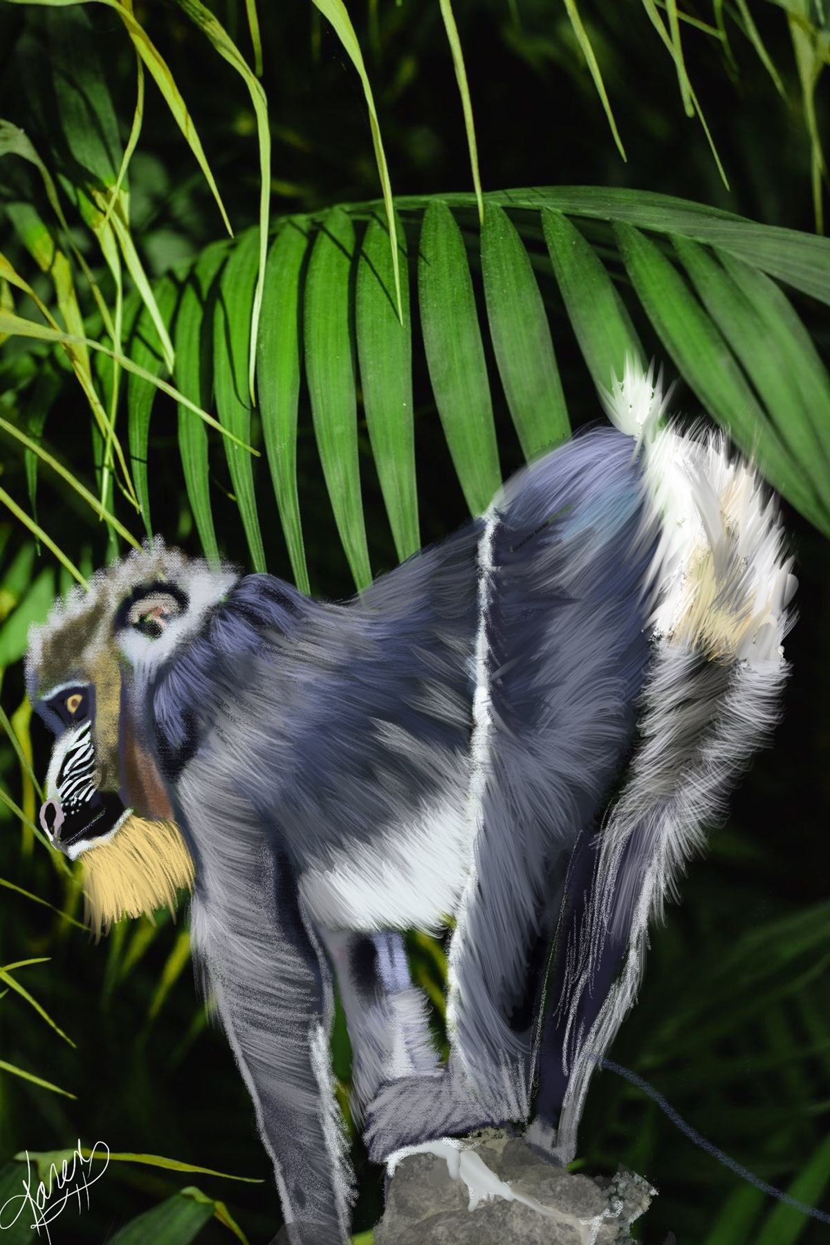 animal Digital Art  digital painting Drawing  ILLUSTRATION  mandrill primate