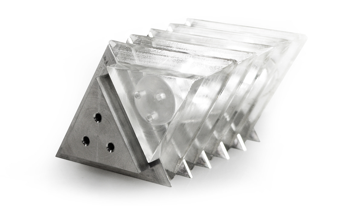 Salt pepper shakers milling machine zig zag pinch MACHINED milling aluminum acrylic geometric triangular