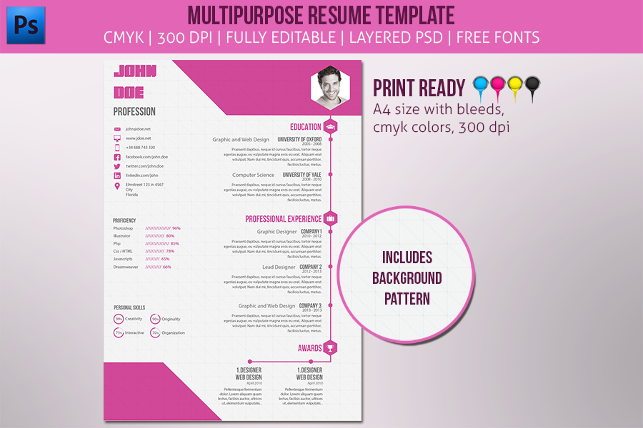resume template photoshop template flat resume