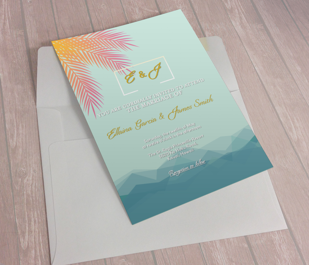 Hawaiian wedding inivitation card