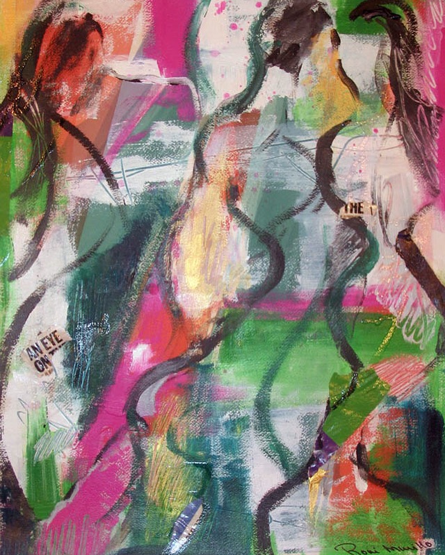Linkedin Website mixed media paper dripping figures abstract Modernart art expressive Arylic paint