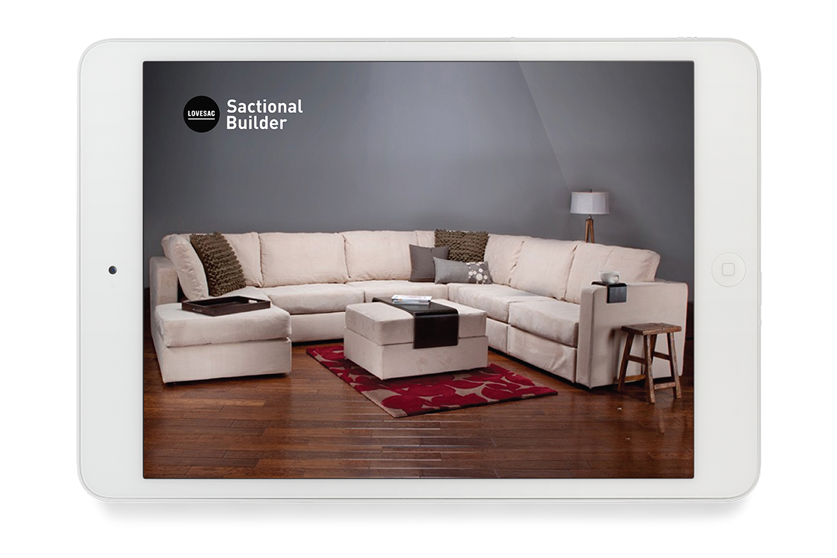 lovesac sactional mailer blocks wood Couch furniture app design experience design Store Graphics