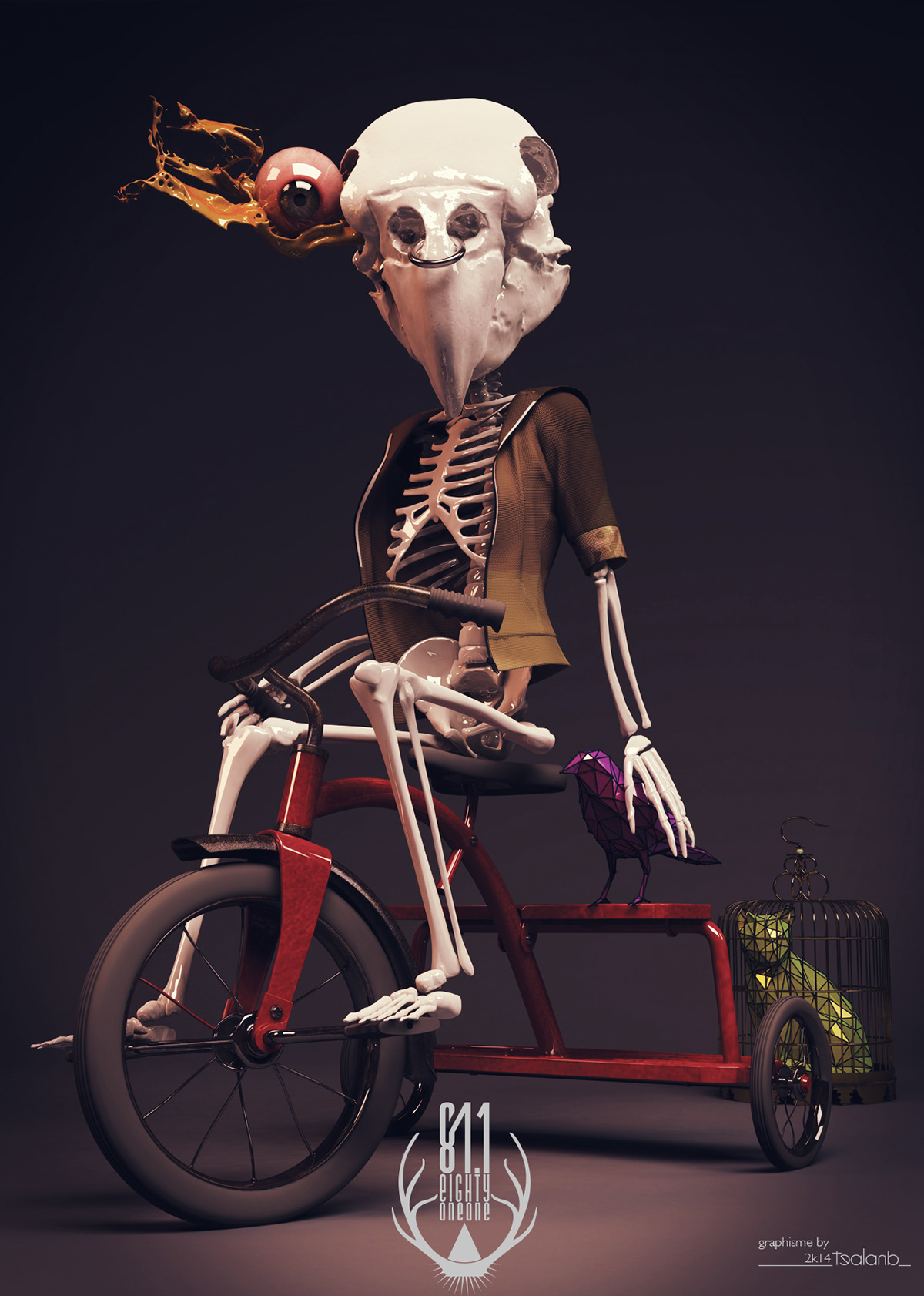 3D 3d modeling cinema 4d photoshop skeleton skull