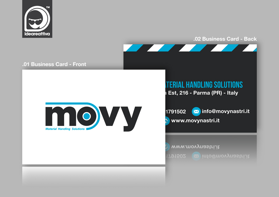 Logotype logo design business card trademark ideareattiva Movy handling